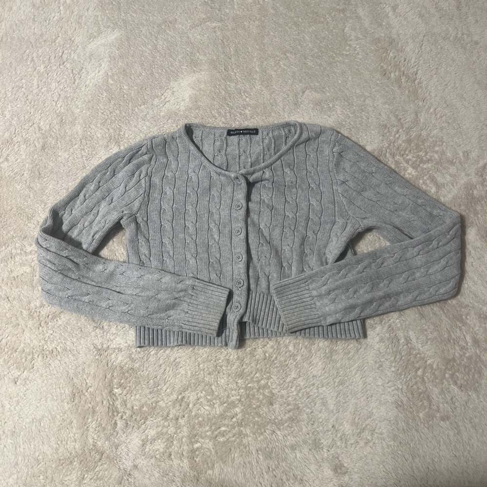 Brandy Melville Women's Gray Top Sz XS Button Up Long Sleeve